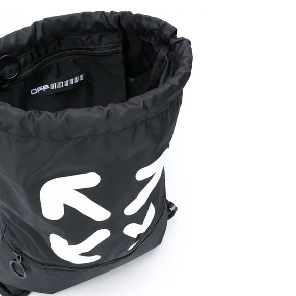 [AUTHENTIC] Off-White Virgil Abloh Black Printed Arrows Logo Nylon Backpack - Picture 5 of 7